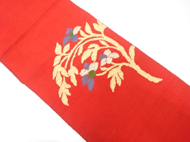 JAPANESE NAGOYA OBI / TSUMUGI / WOVEN FLORAL PLANTS